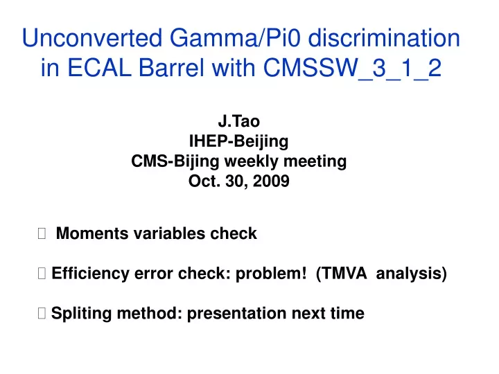 unconverted gamma pi0 discrimination in ecal