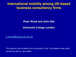 International mobility among UK-based business consultancy firms Peter Wood and John Salt