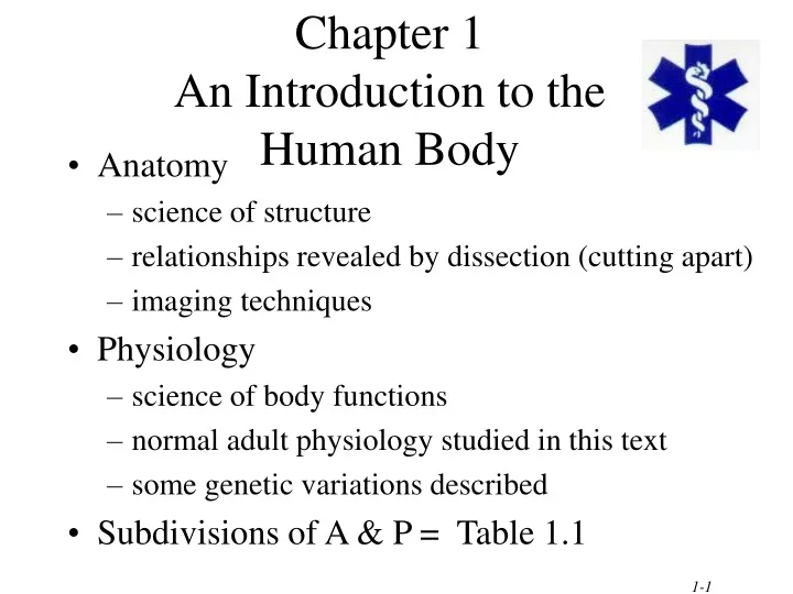 chapter 1 an introduction to the human body