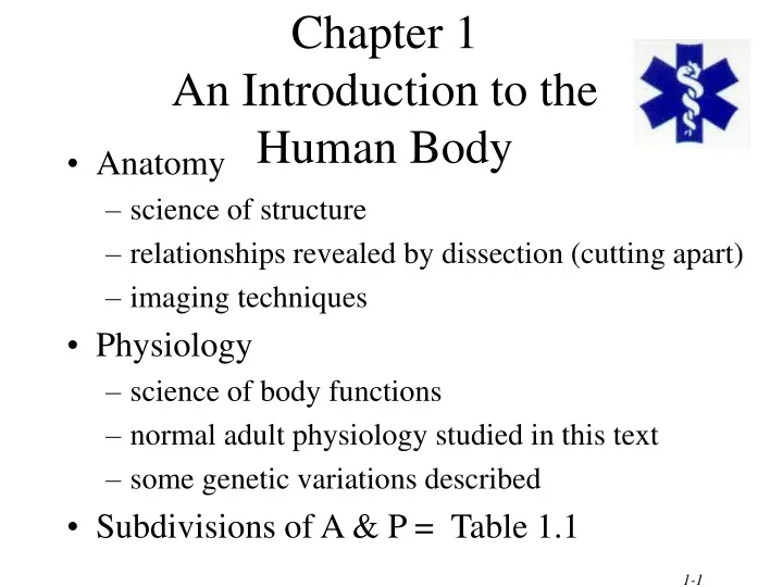 PPT - Chapter 1 An Introduction To The Human Body PowerPoint ...