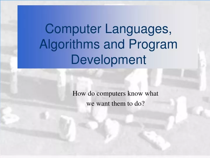 computer languages algorithms and program development