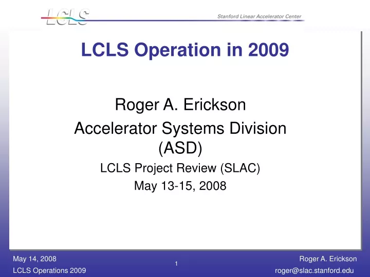 lcls operation in 2009
