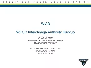 WIAB WECC Interchange Authority Backup