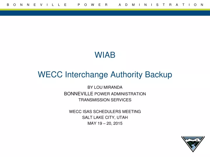 wiab wecc interchange authority backup
