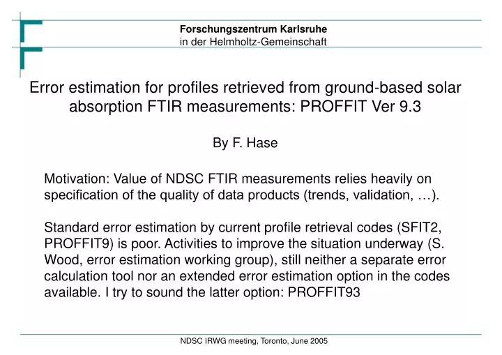 error estimation for profiles retrieved from