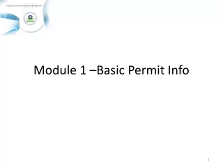 Module 1 –Basic Permit Info