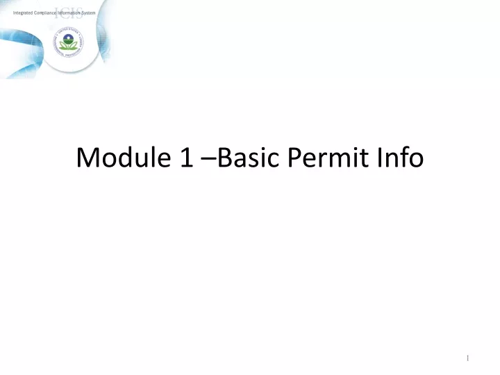 module 1 basic permit info