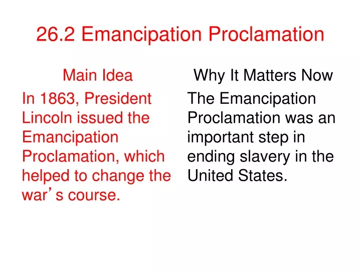 26 2 emancipation proclamation