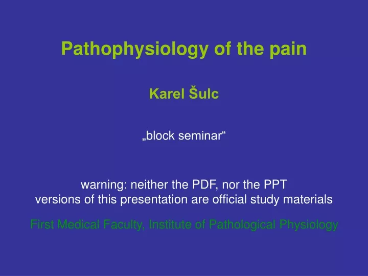 pathophysiology of the pain