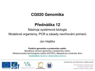 CG020 Genomika Přednáška  12 N ástroje systémové biologie