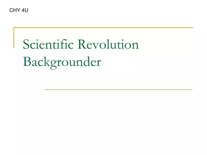 scientific revolution backgrounder