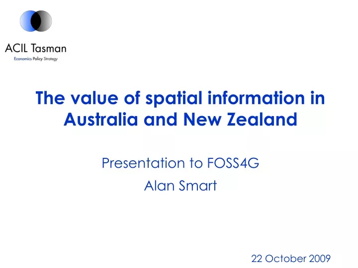 the value of spatial information in australia and new zealand