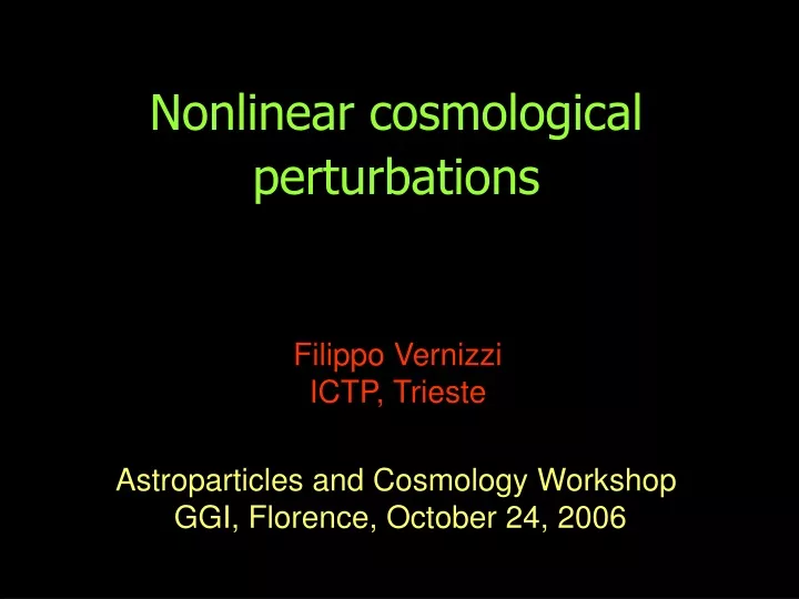 nonlinear cosmological perturbations