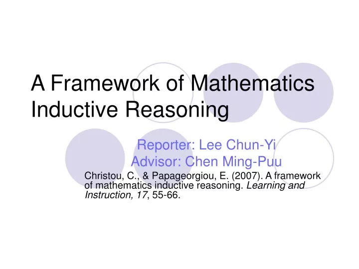 a framework of mathematics inductive reasoning