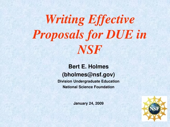 writing effective proposals for due in nsf
