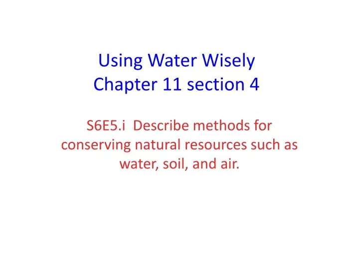 using water wisely chapter 11 section 4