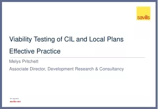 Viability Testing of CIL and Local Plans Effective Practice