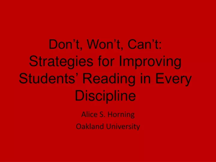 don t won t can t strategies for improving students reading in every discipline
