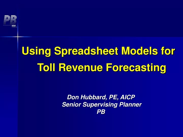 using spreadsheet models for toll revenue
