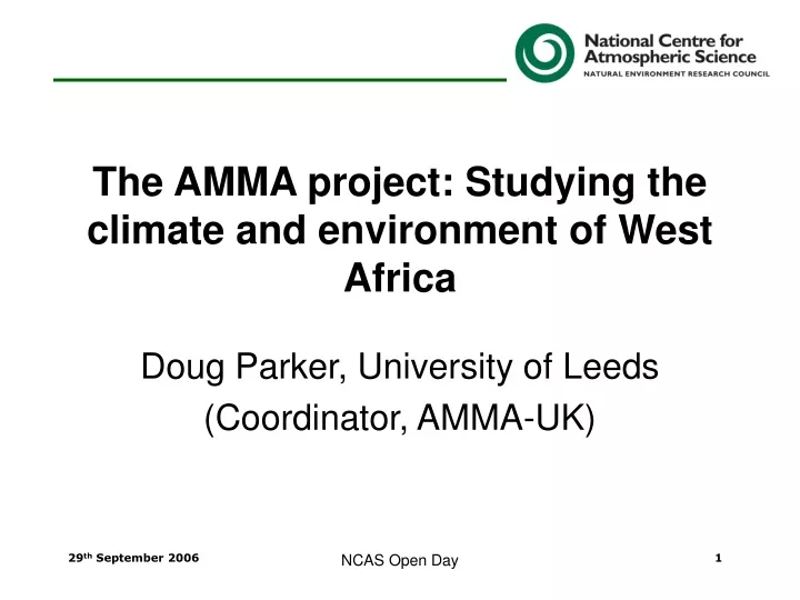 the amma project studying the climate and environment of west africa