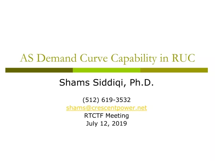 as demand curve capability in ruc