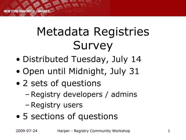 metadata registries survey
