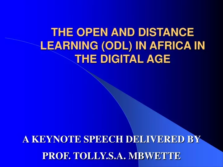 the open and distance learning odl in africa