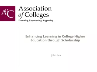 Enhancing Learning in College Higher Education through Scholarship