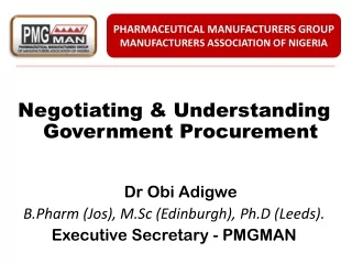 PHARMACEUTICAL MANUFACTURERS GROUP  MANUFACTURERS ASSOCIATION OF NIGERIA