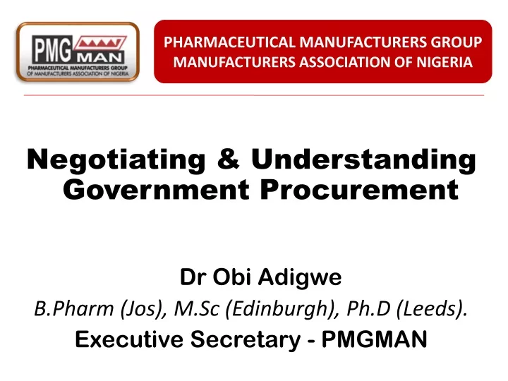 pharmaceutical manufacturers group manufacturers association of nigeria