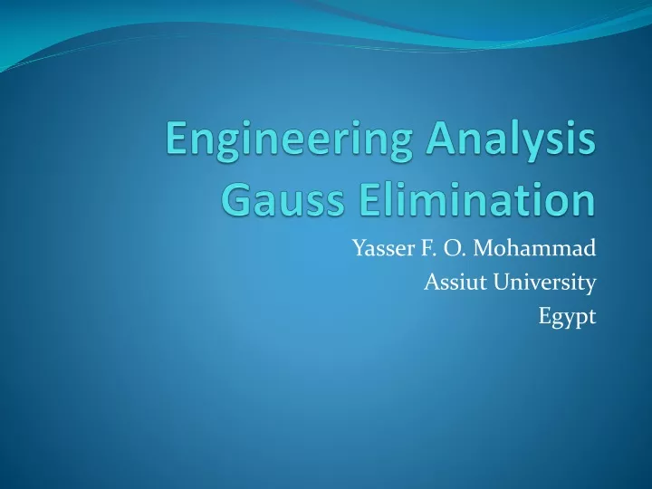 engineering analysis gauss elimination
