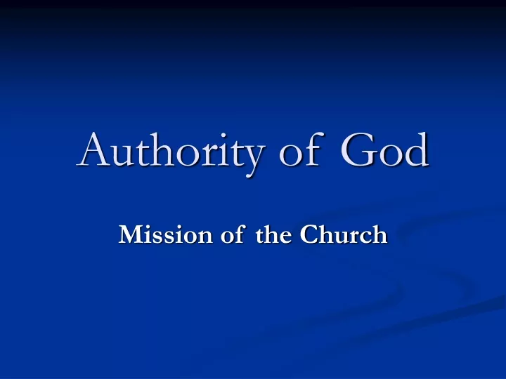 authority of god