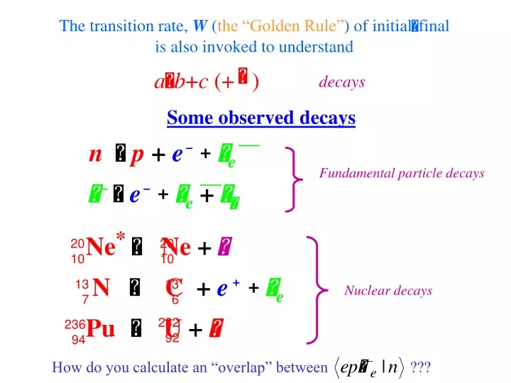 the transition rate w the golden rule of initial