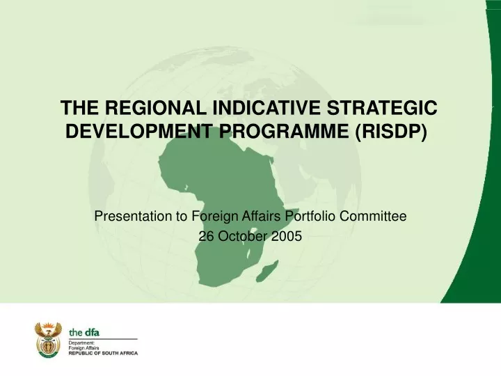 the regional indicative strategic development programme risdp