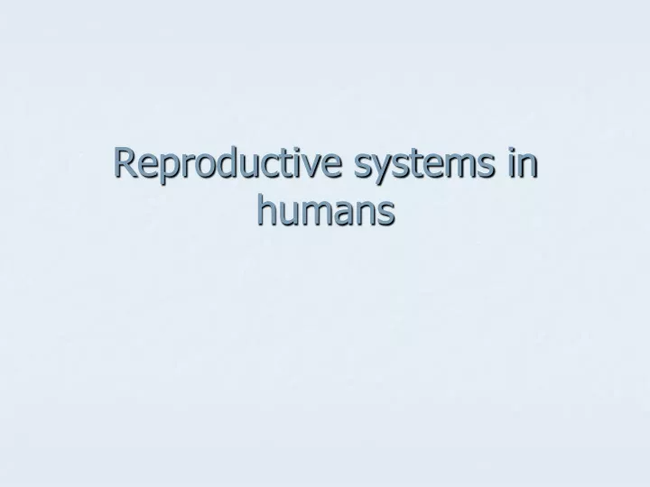 reproductive systems in humans
