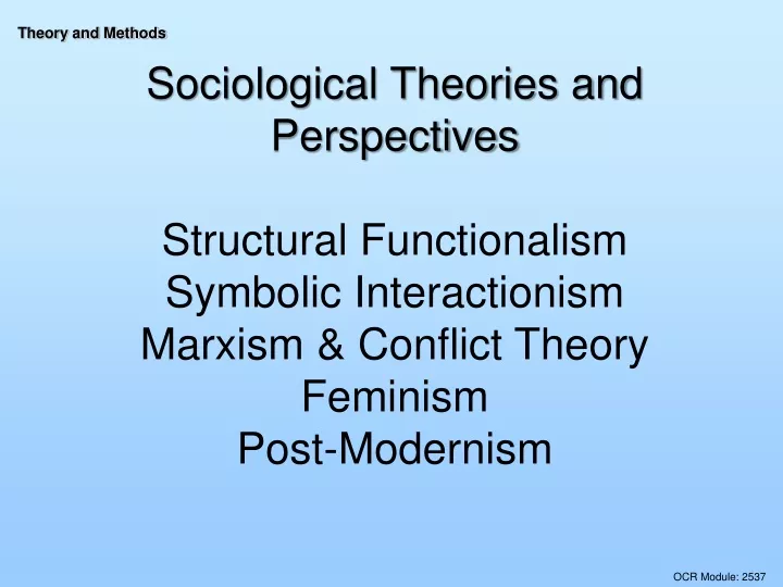 sociological theories and perspectives structural