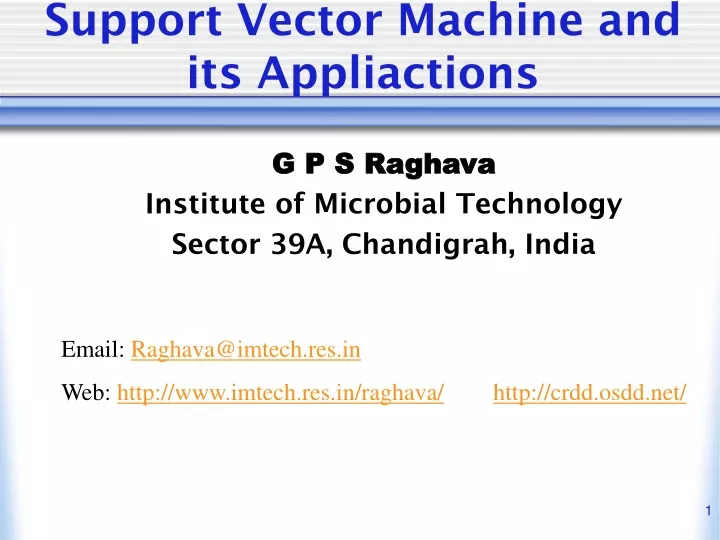 support vector machine and its appliactions