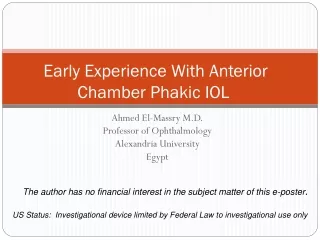 Early Experience With Anterior Chamber Phakic IOL
