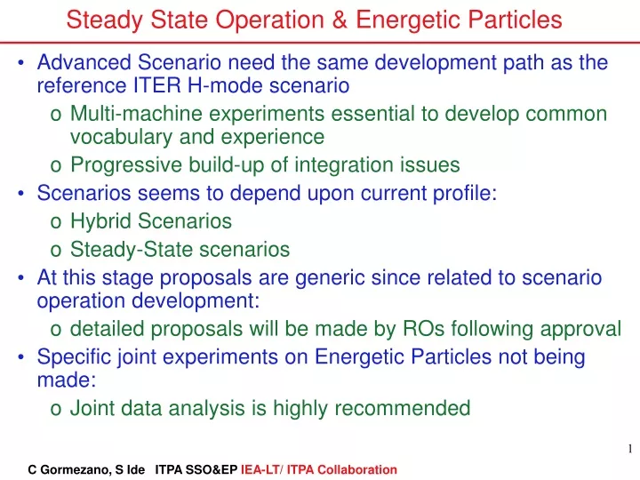 steady state operation energetic particles