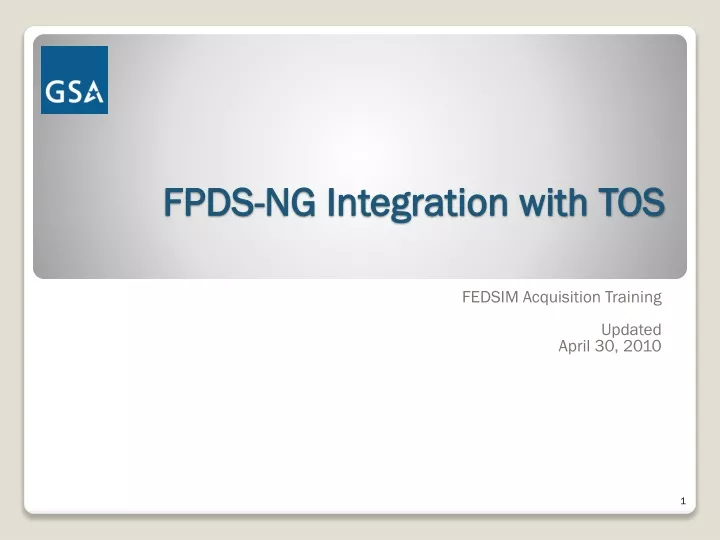 fpds ng integration with tos
