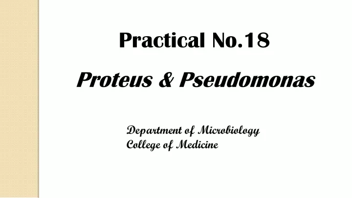 practical no 18 proteus pseudomonas