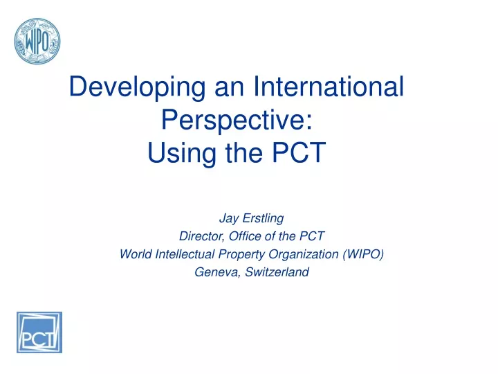 developing an international perspective using the pct