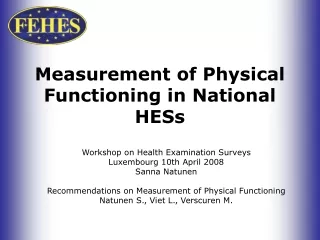 Measurement of Physical Functioning in National HESs