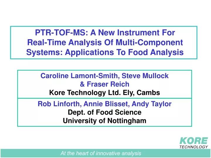 ptr tof ms a new instrument for real time