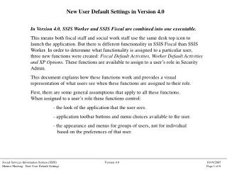 New User Default Settings in Version 4.0