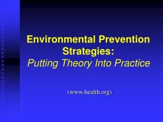 Environmental Prevention Strategies: Putting Theory Into Practice