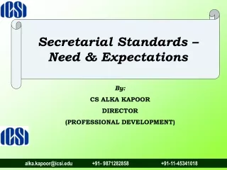 Secretarial Standards – Need &amp; Expectations