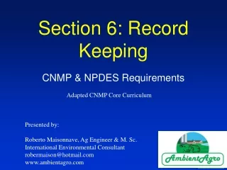 Section 6: Record Keeping