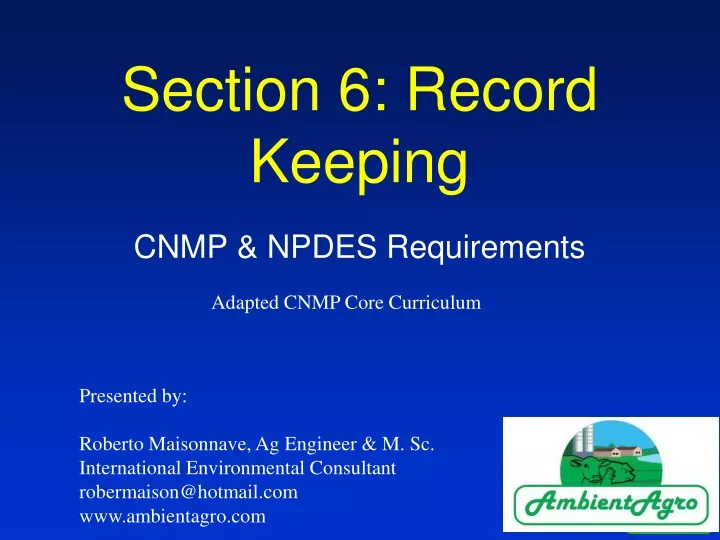 section 6 record keeping