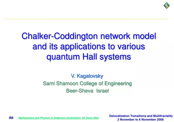 chalker coddington network model and its applications to various quantum hall systems